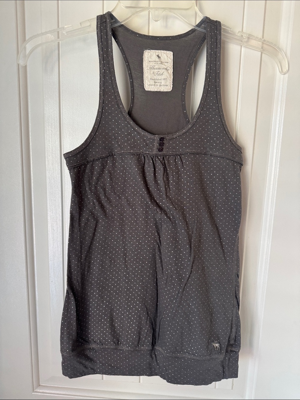 Abercrombie & Fitch Gray Polka Dot Racerback Tank Top